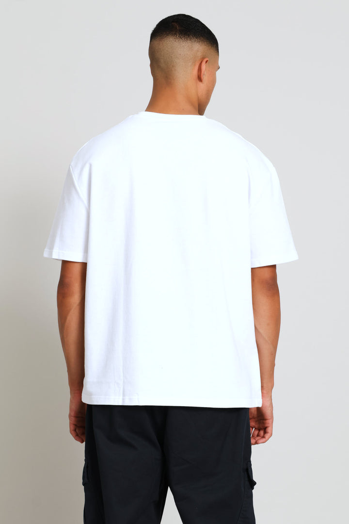 Short Sleeve Boxy Fleece Tee - White