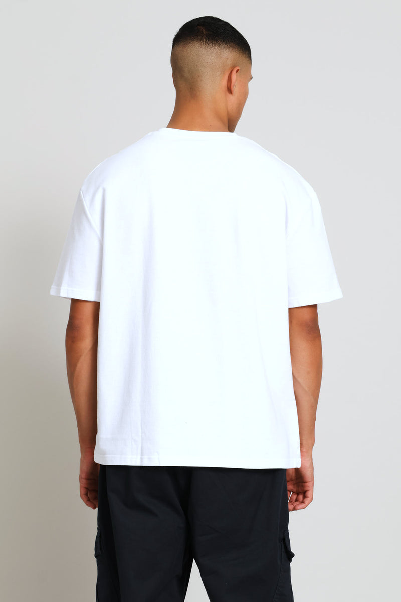 Short Sleeve Boxy Fleece Tee - White