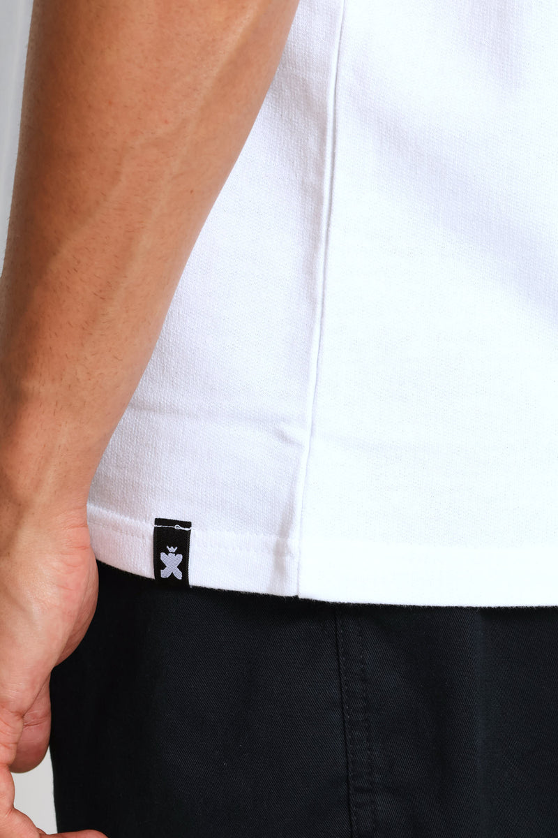 Short Sleeve Boxy Fleece Tee - White