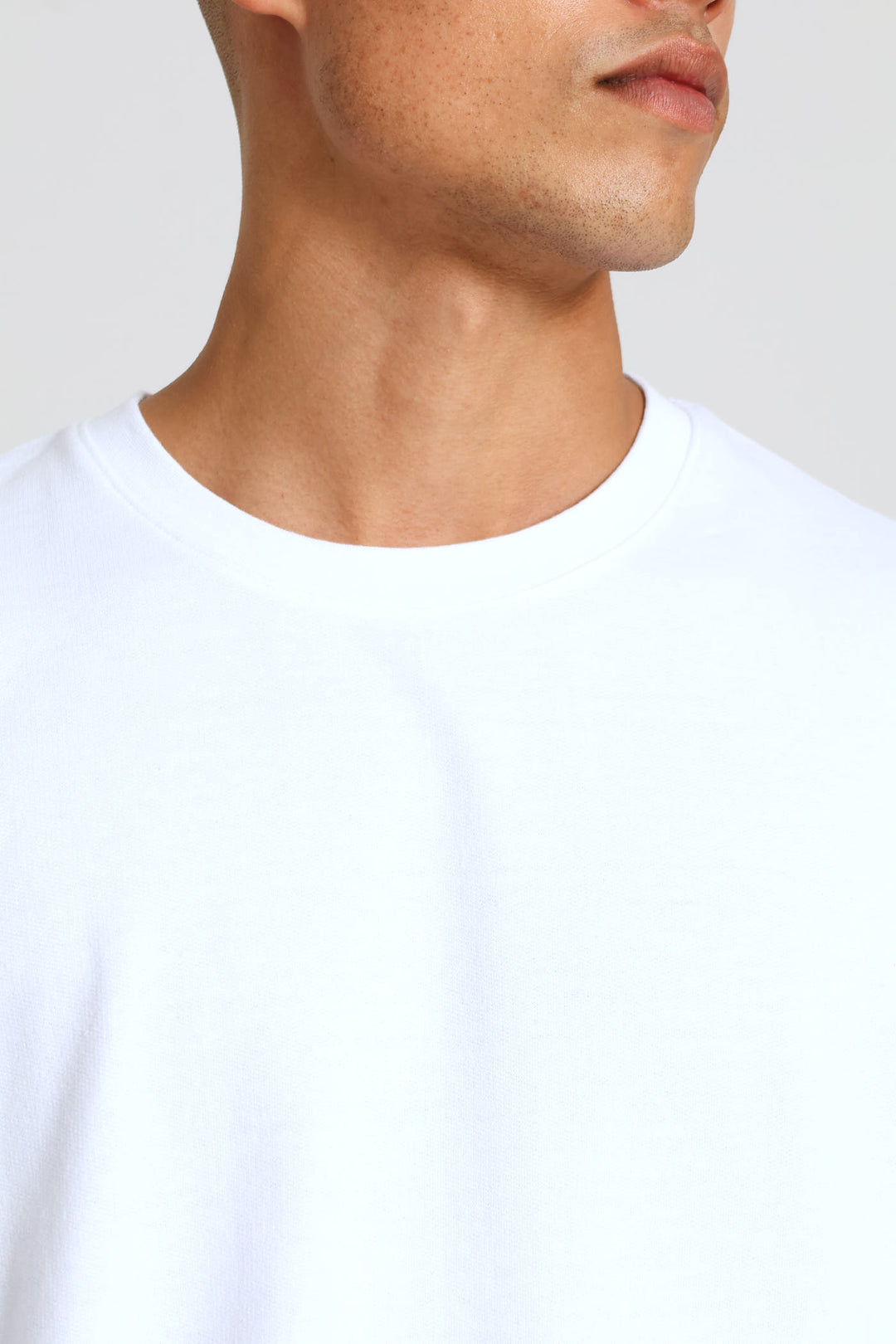 Short Sleeve Boxy Fleece Tee - White