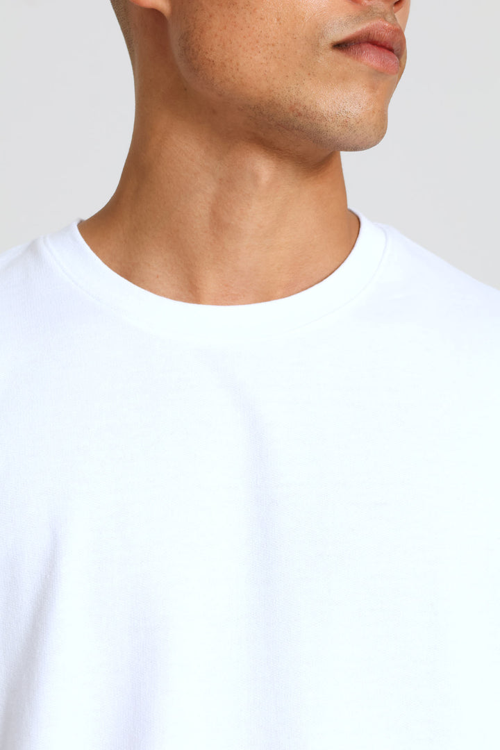 Short Sleeve Boxy Fleece Tee - White