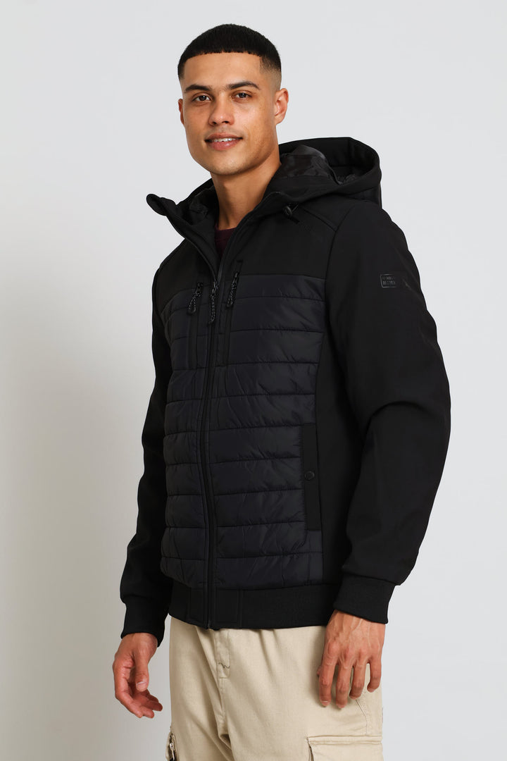 Hybrid Puffer Jacket - Black