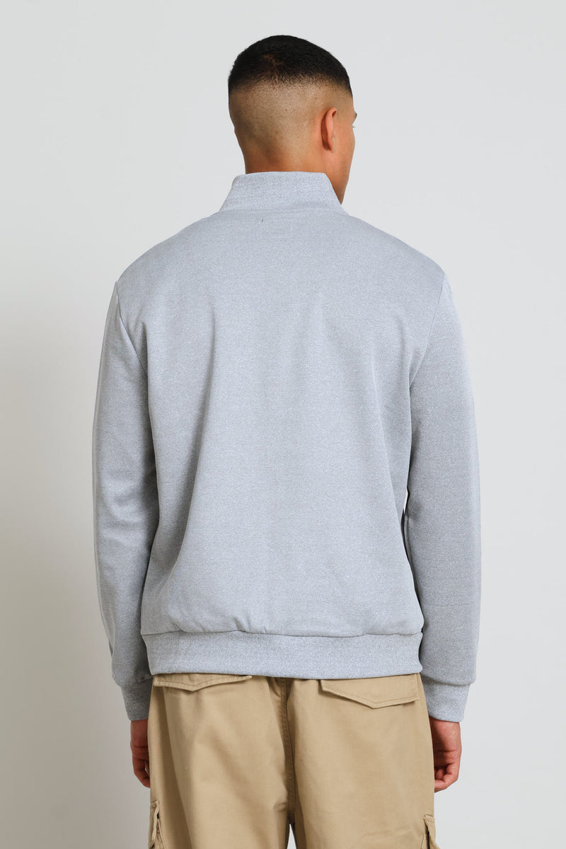 Zip Through Sweater - Grey Melange
