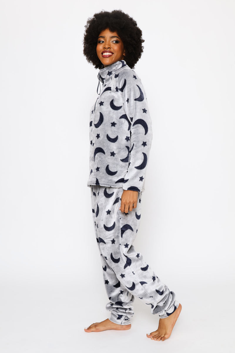 Long Sleeve Funnel Neck Quarter Zip Cosy Set - Navy