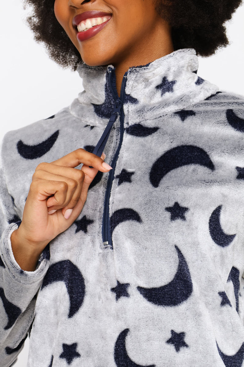 Long Sleeve Funnel Neck Quarter Zip Cosy Set - Navy
