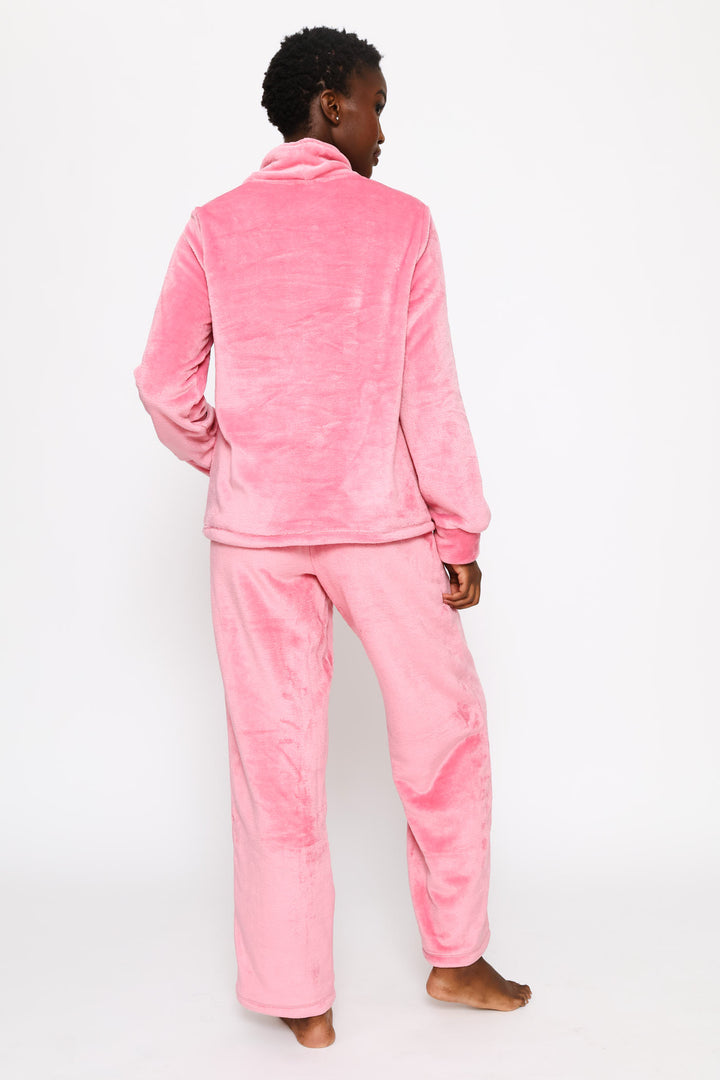 Cosy Cowl Neck Top & Straight Leg Set - Dusty Pink