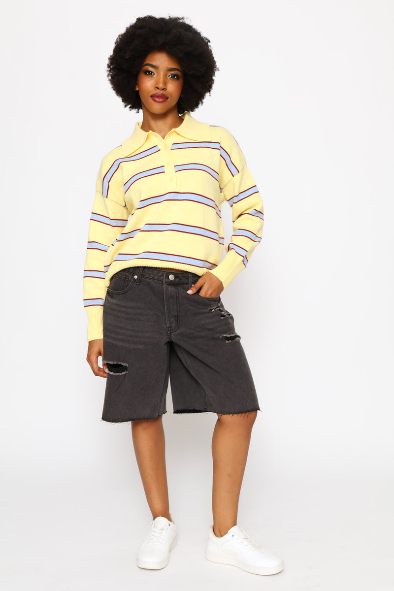 Ripped Baggy Bermuda Short - Salty Black