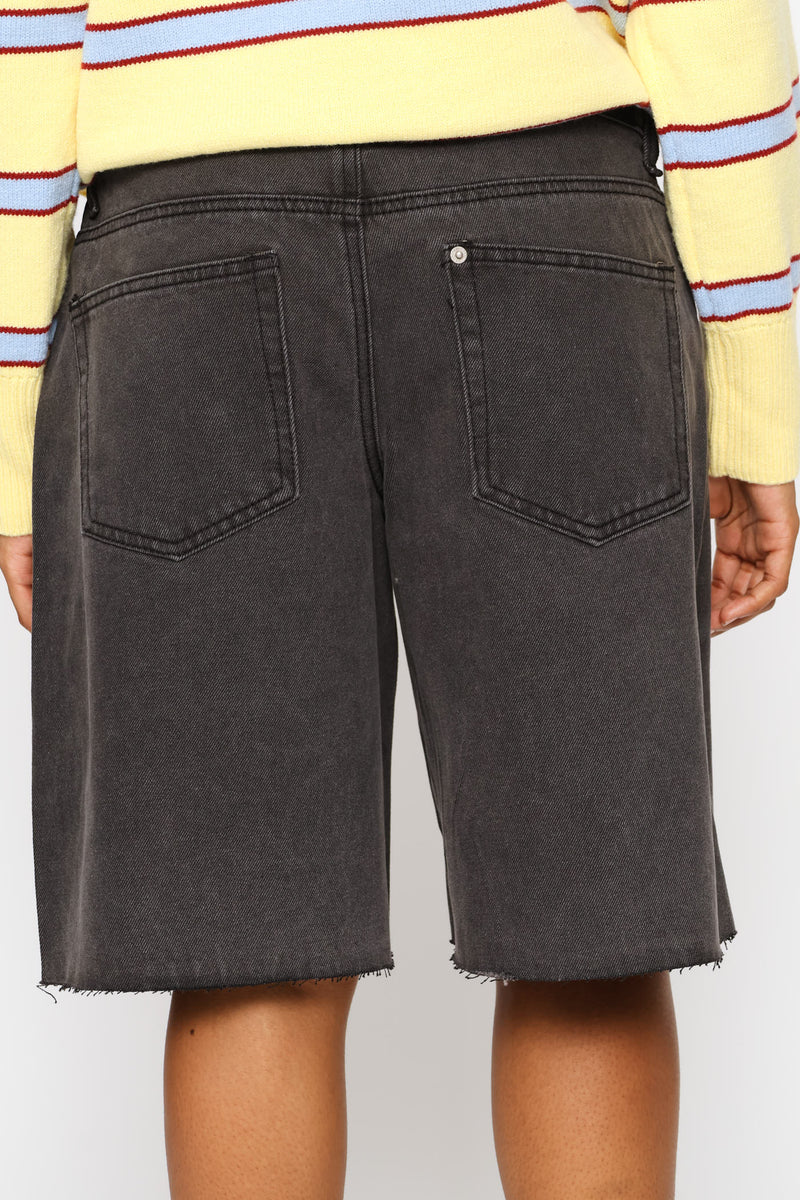 Ripped Baggy Bermuda Short - Salty Black