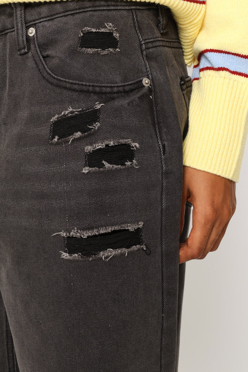 Ripped Baggy Bermuda Short - Salty Black