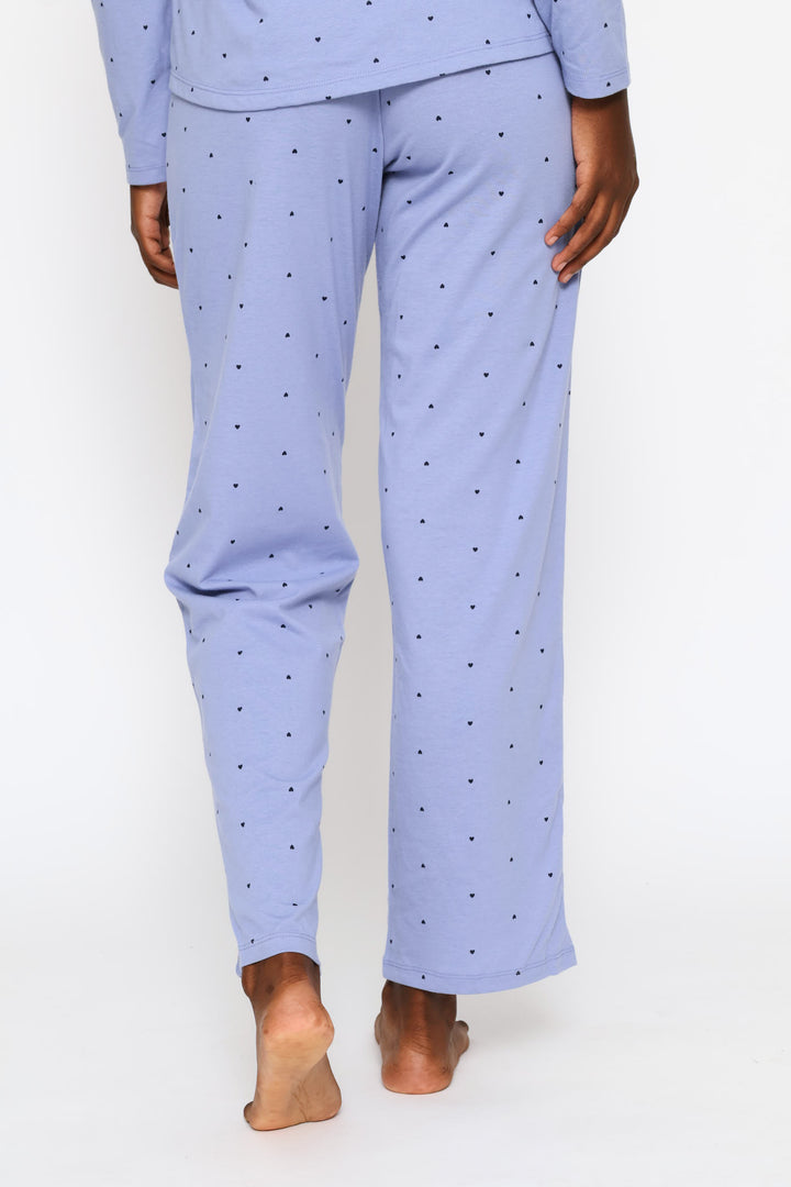 Printed Straight Leg Knit Pant - Dark Blue