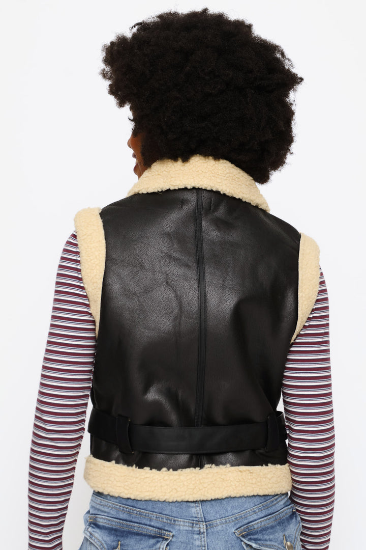 Sleeveless Sherpa Jacket - Black