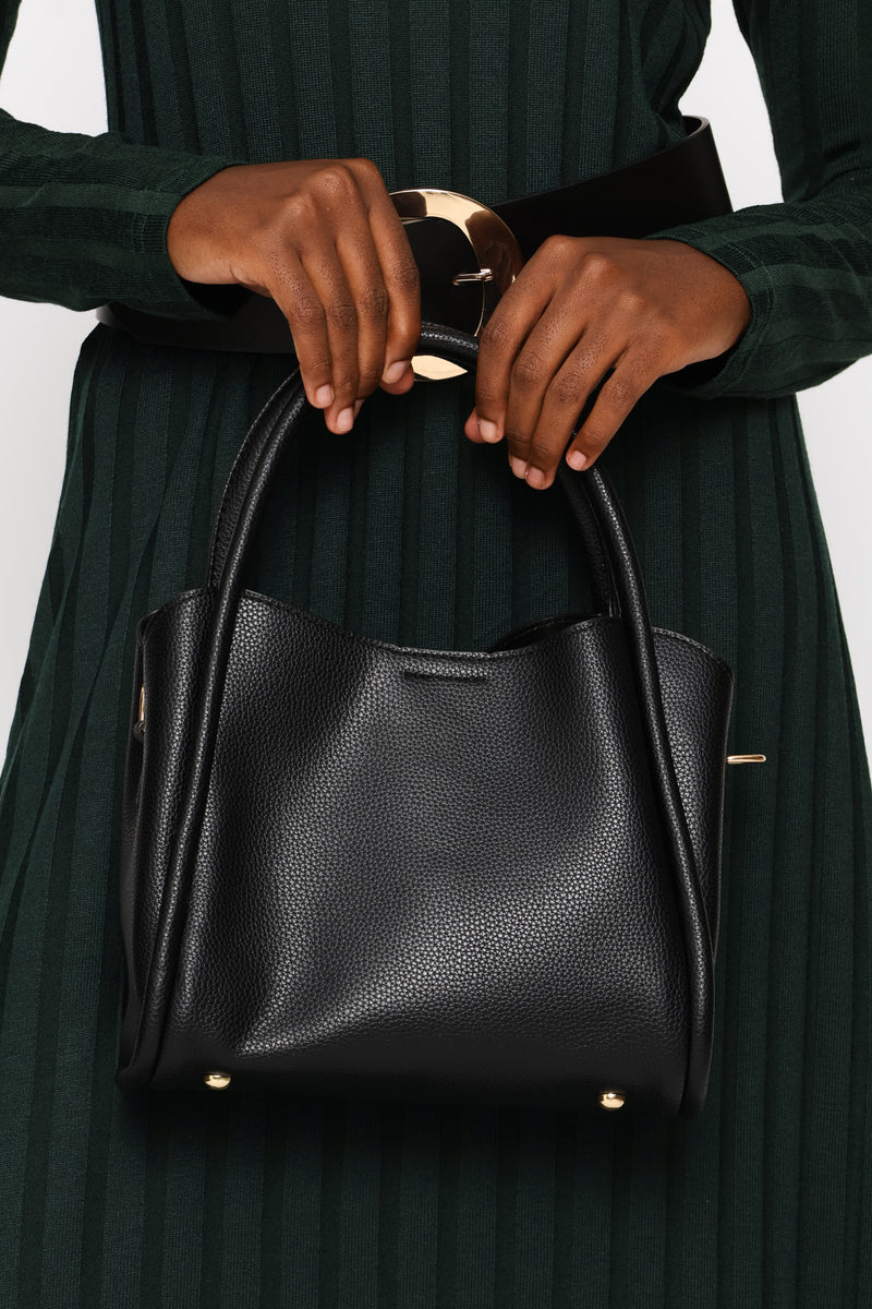 Top Handle Crossbody Bag - Black