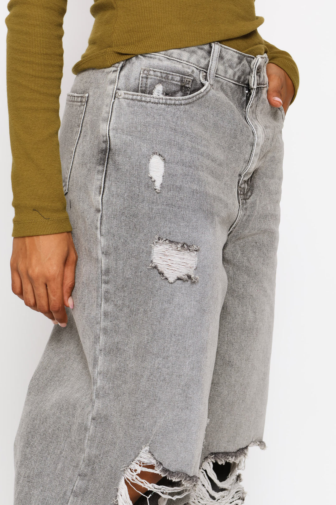 Ripped Baggy Jean - Grey