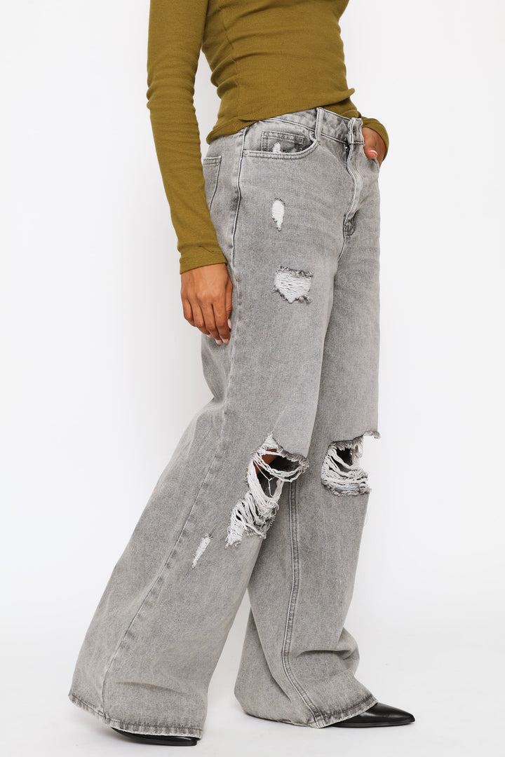 Ripped Baggy Jean - Grey