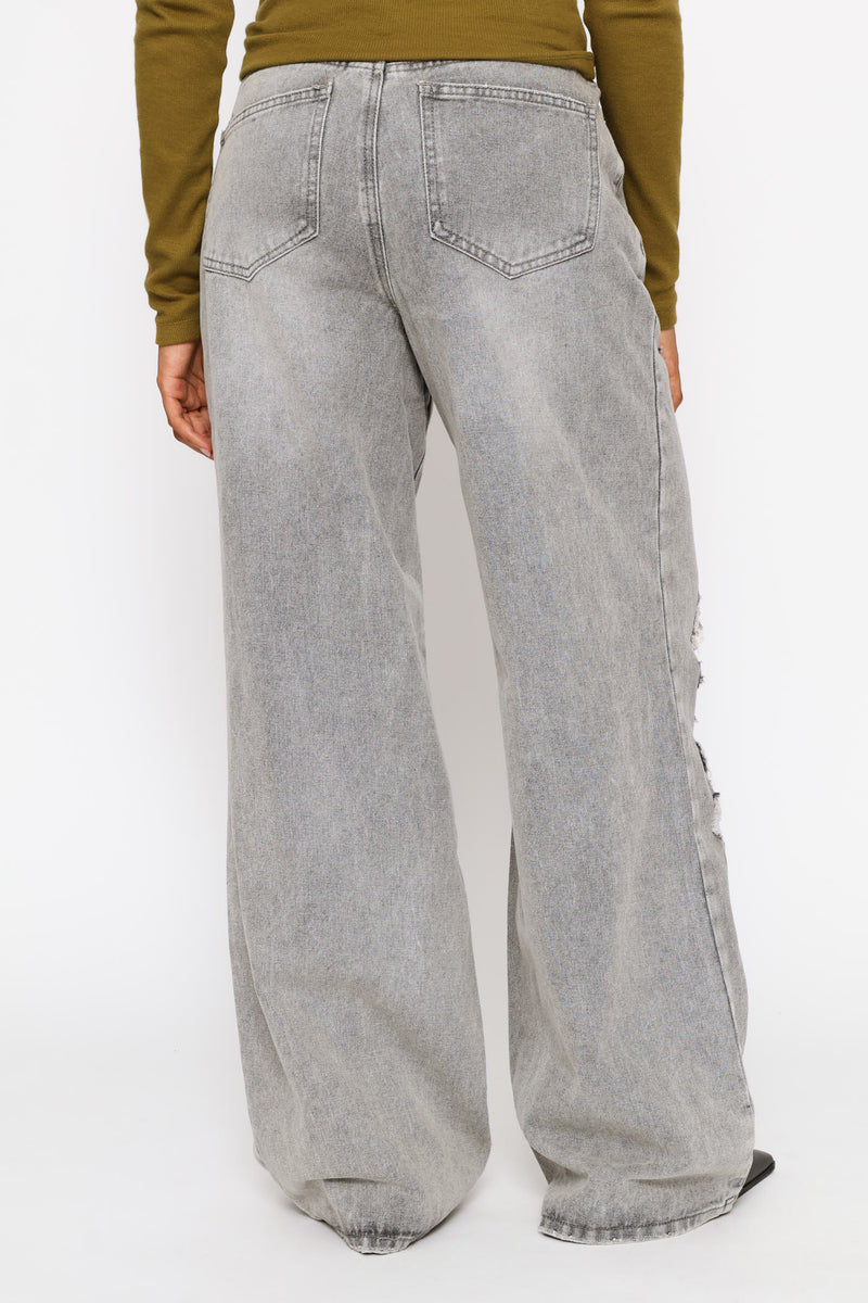 Ripped Baggy Jean - Grey