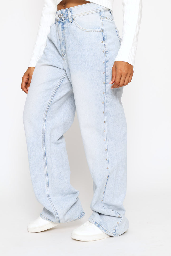 Stud & Star Baggy Denim - Salty Light Wash