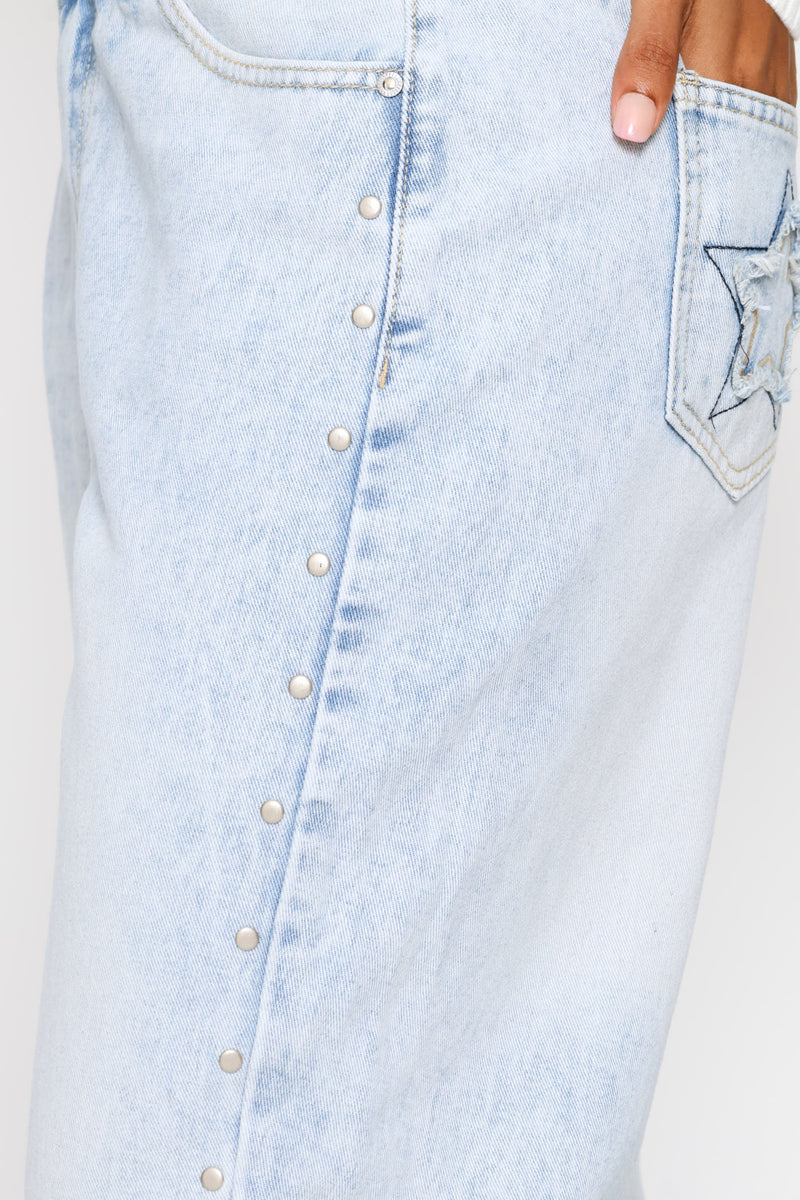 Stud & Star Baggy Denim - Salty Light Wash