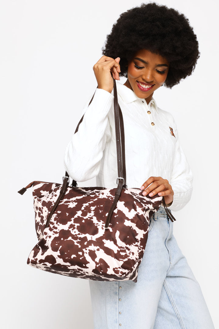 Cow Print Nlyon Buckle Detail Shopper Bag - Multi