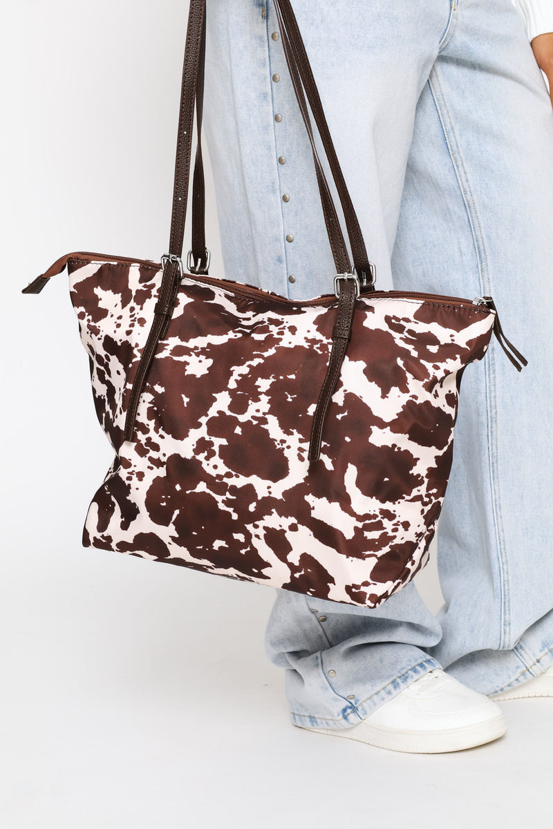 Cow Print Nlyon Buckle Detail Shopper Bag - Multi