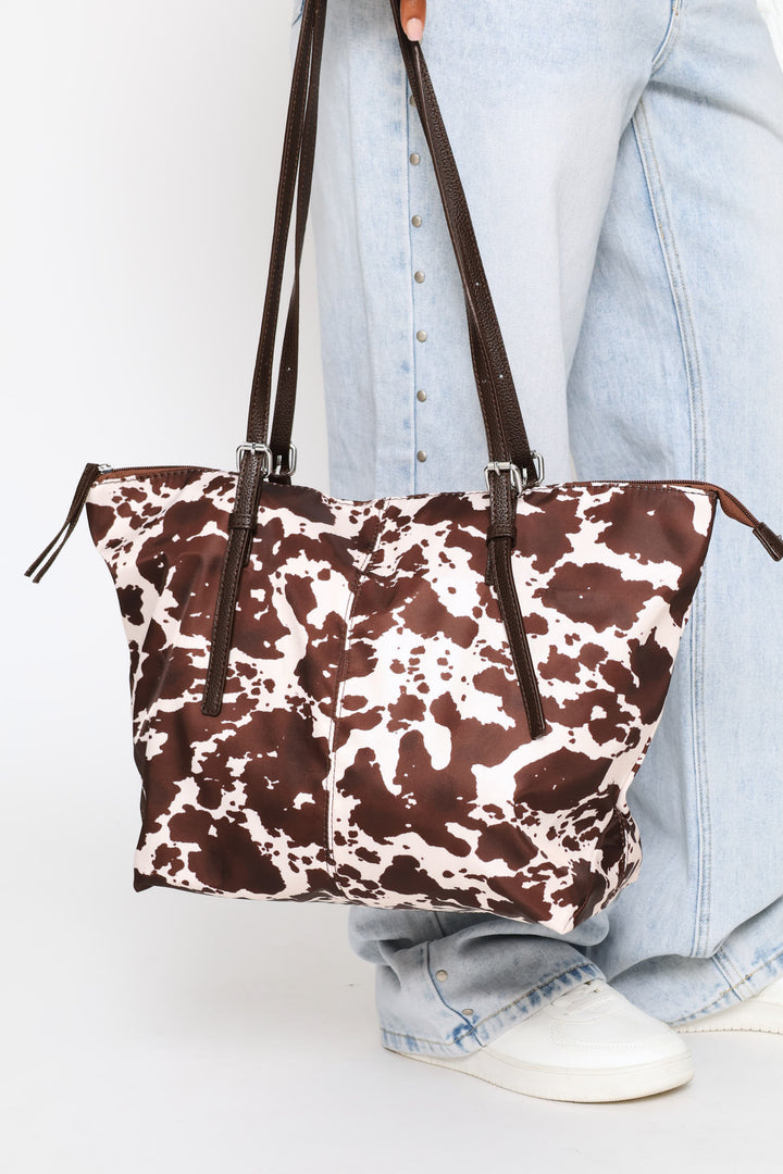 Cow Print Nlyon Buckle Detail Shopper Bag - Multi