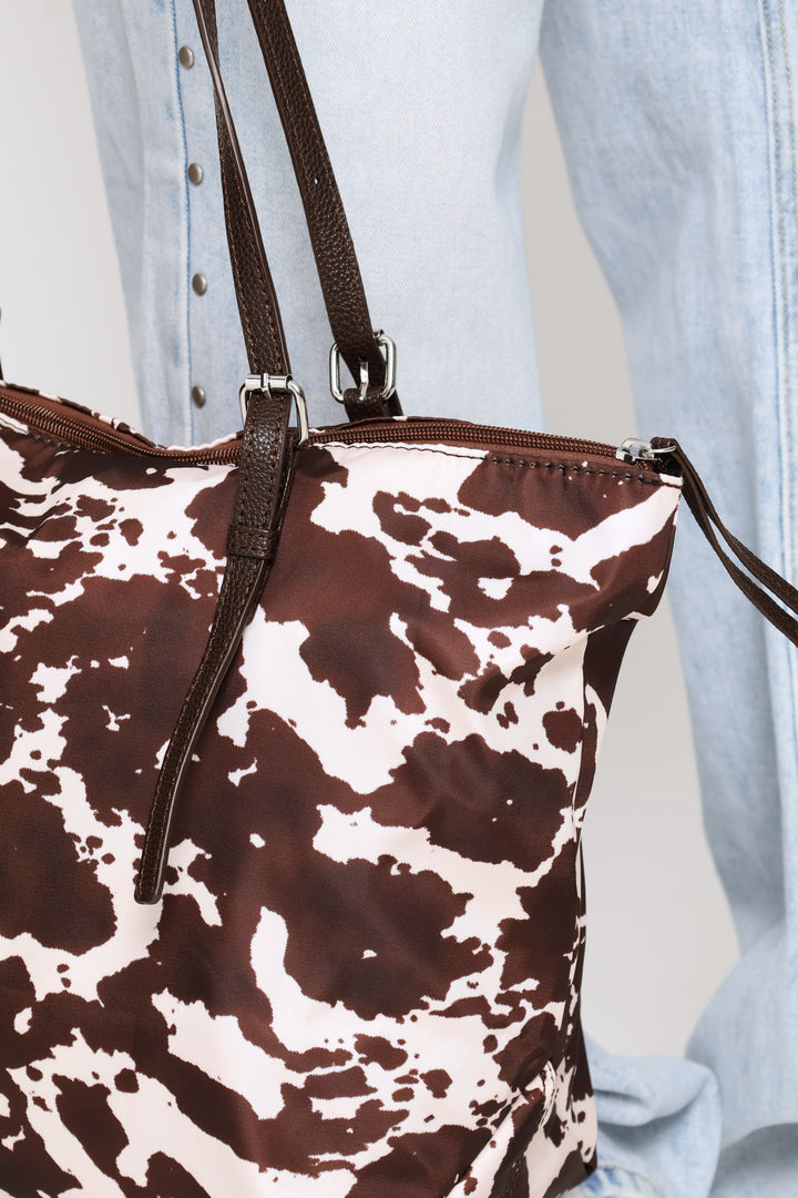 Cow Print Nlyon Buckle Detail Shopper Bag - Multi