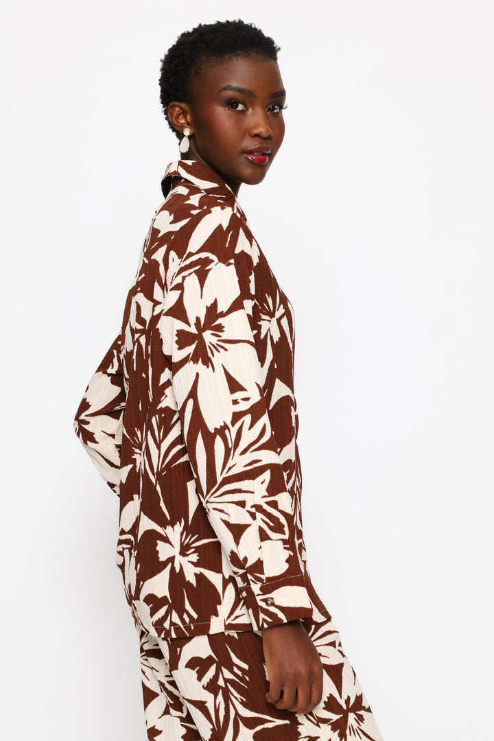 Relaxed Statement Shirt - Cream/Chocolate