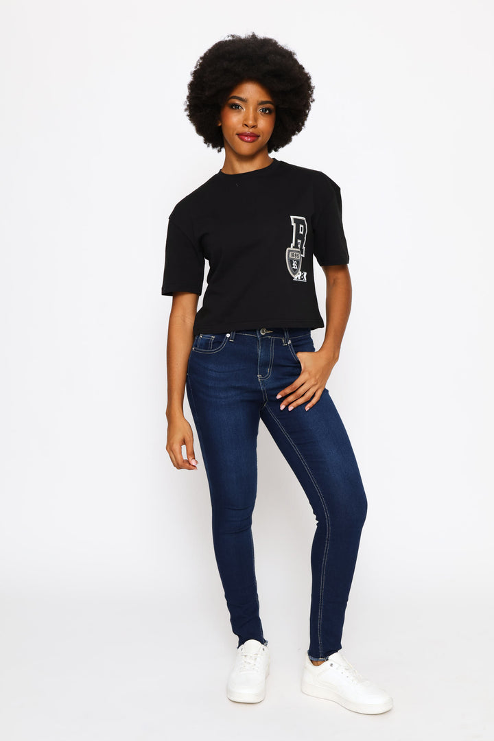 Blended Patches T-Shirt - Black