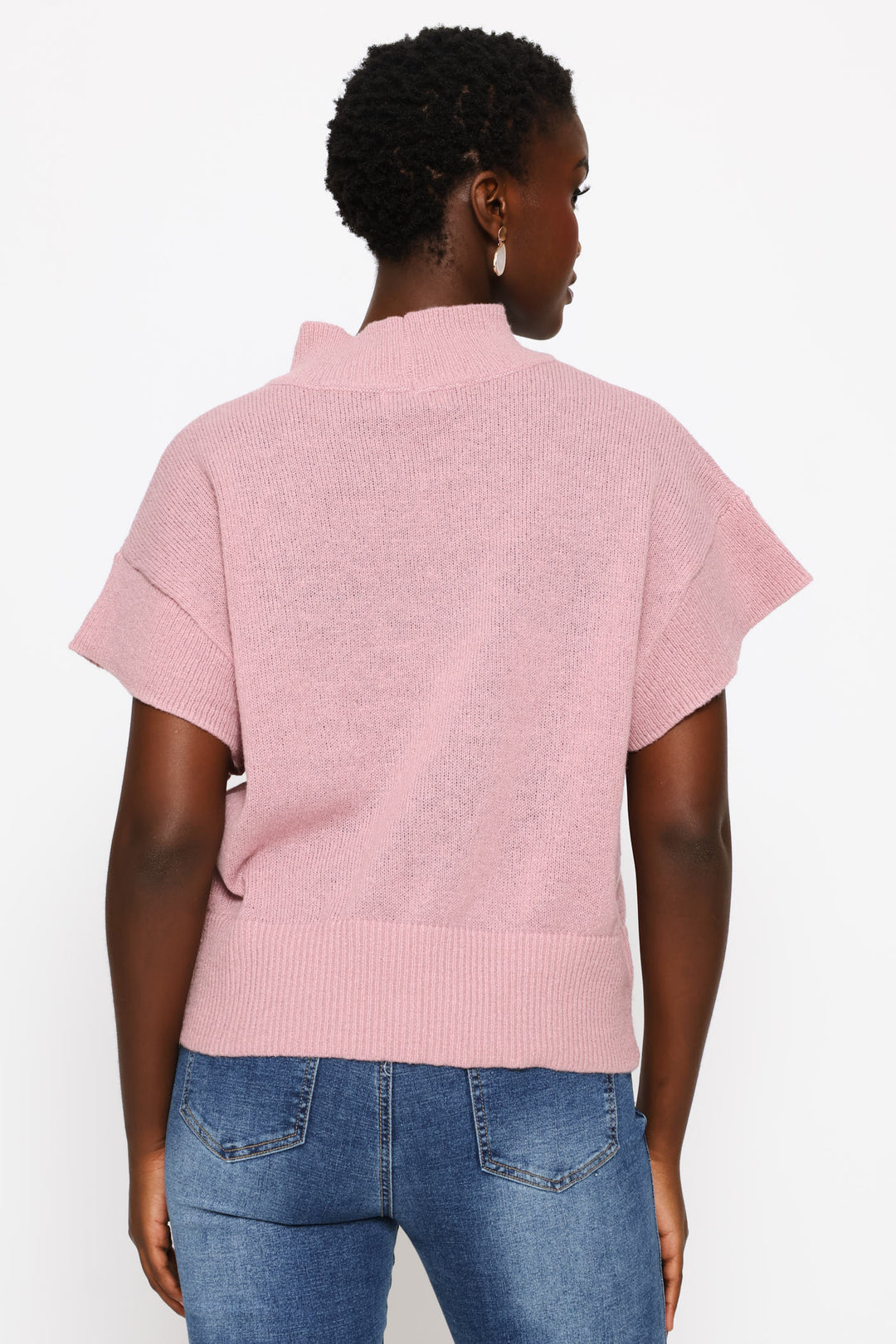 Turtle Neck Batwing Knitwear Top - Deep Rose