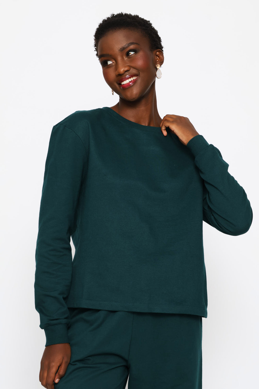 Satin Bow Back Detail Pullover - Teal
