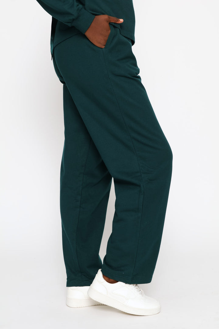 Satin Bow Detail Wide Leg Track Pant - Teal