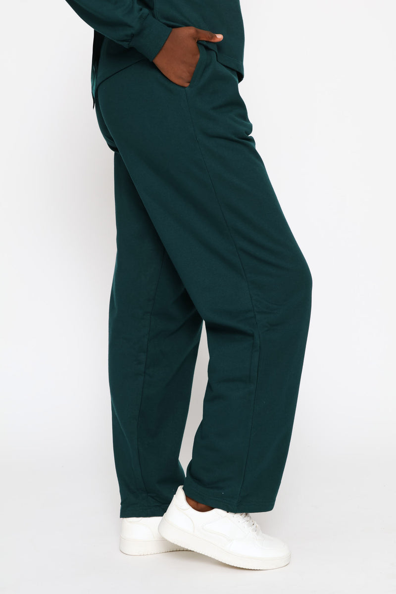 Satin Bow Detail Wide Leg Track Pant - Teal