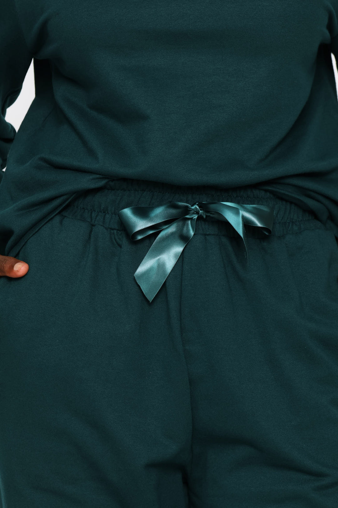 Satin Bow Detail Wide Leg Track Pant - Teal