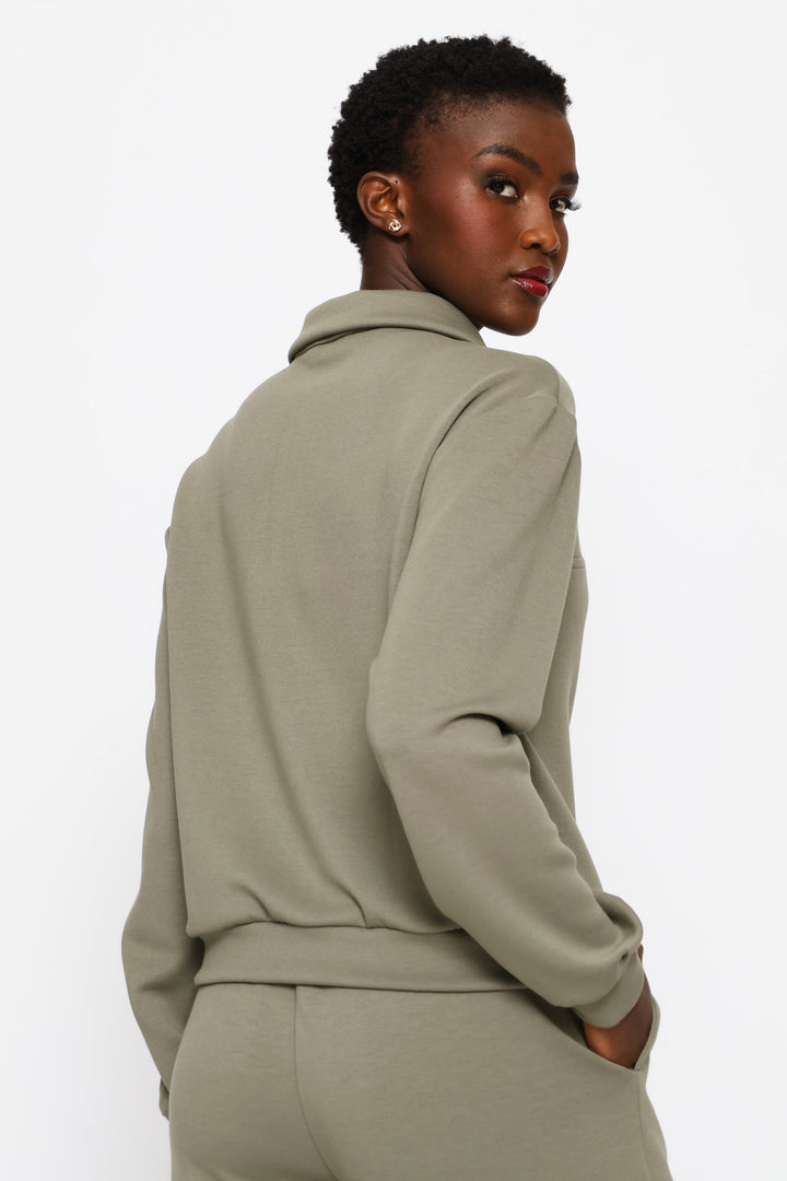 Plush Quarter Zip Pullover - Olive