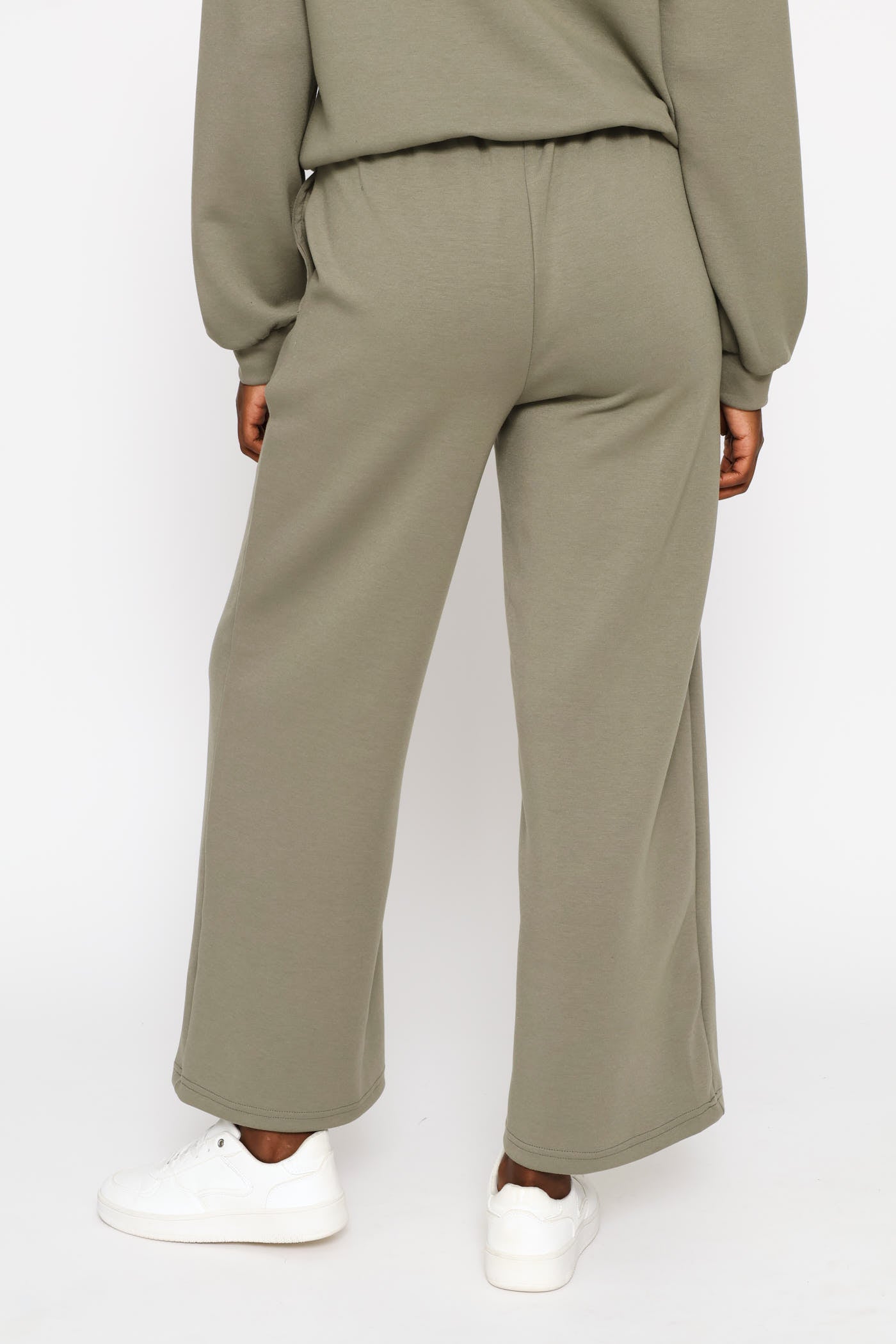 Ladies Plush Pintuck Wide Leg Track Pants - Olive – Edgars