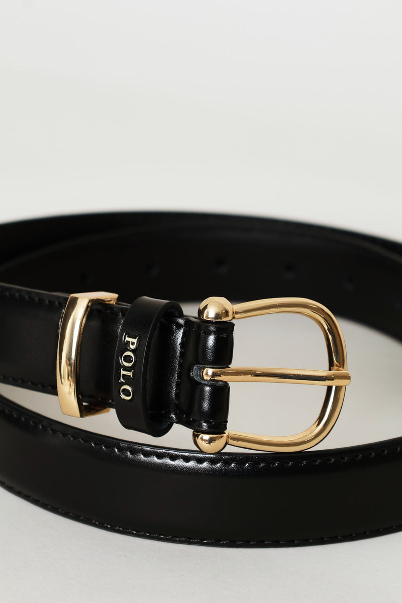 Rose 3cm Leather Belt - Black