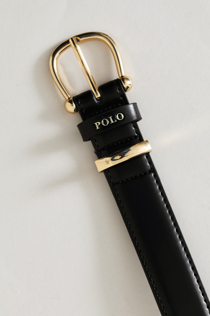 Rose 3cm Leather Belt - Black