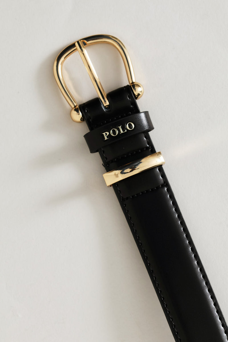 Rose 3cm Leather Belt - Black