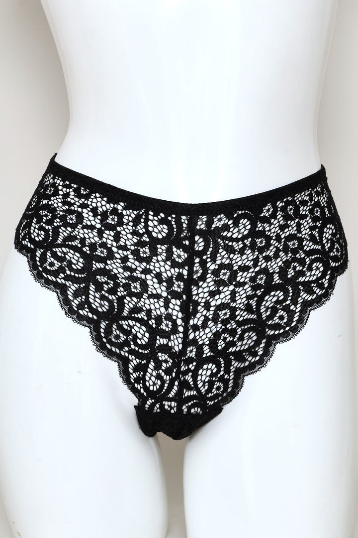 3 Pack Lace Brazilian Panties - Black/Port/Nude