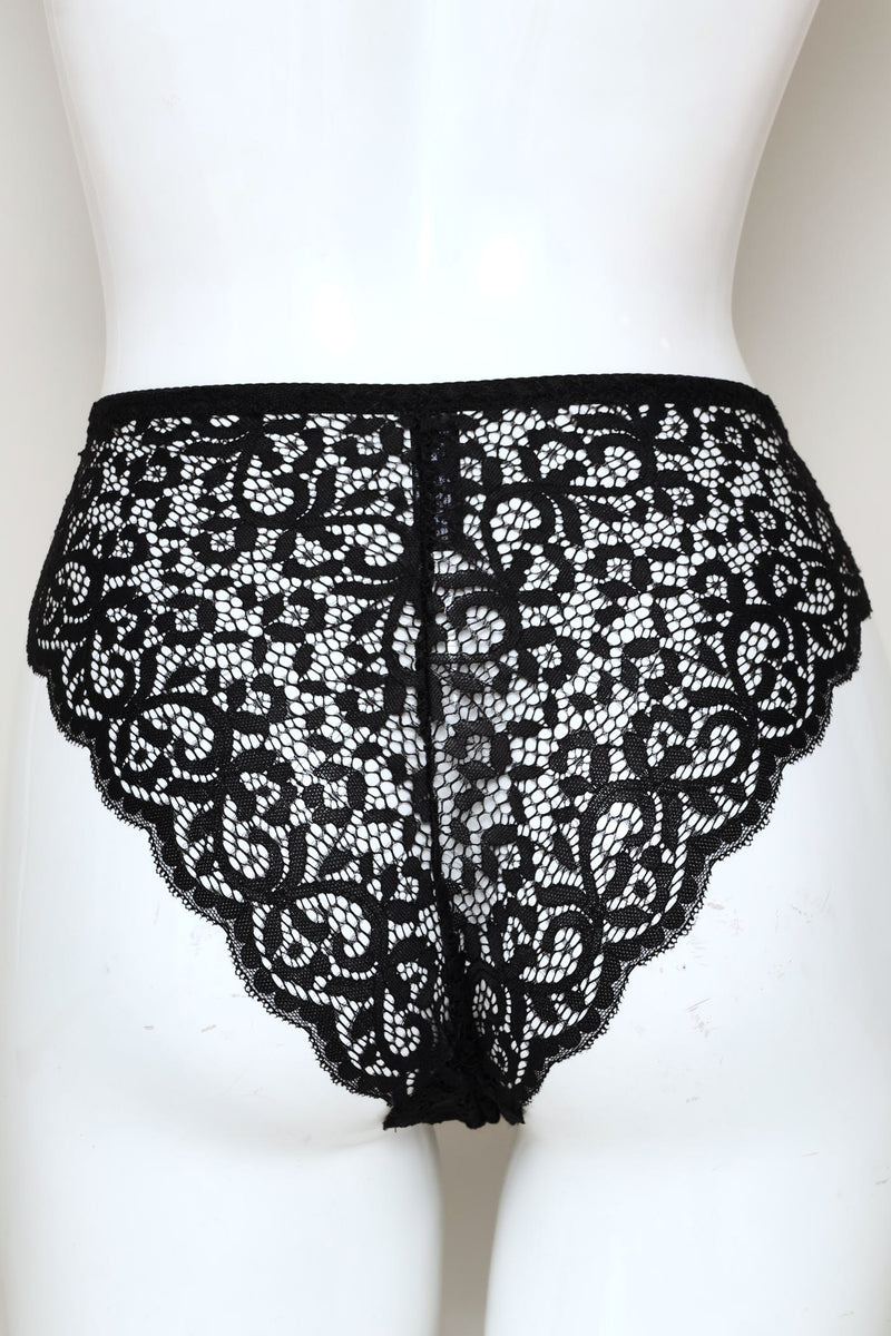 3 Pack Lace Brazilian Panties - Black/Port/Nude