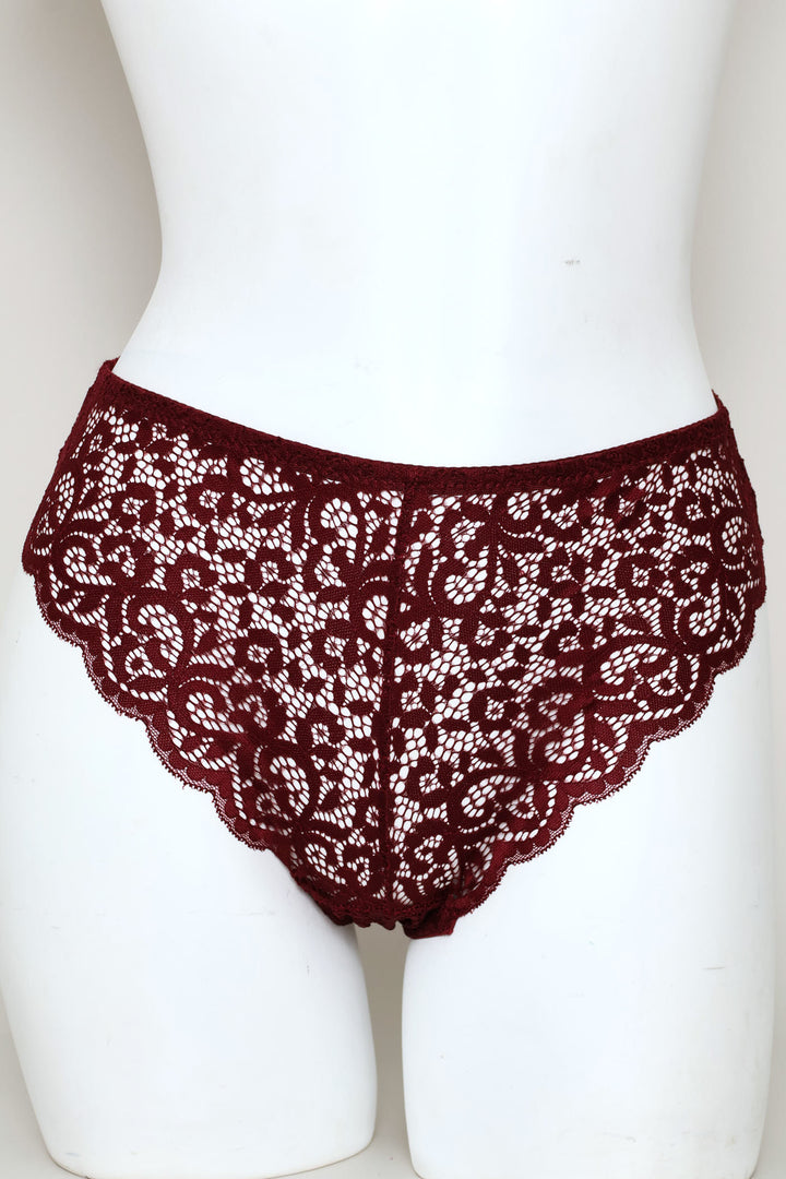 3 Pack Lace Brazilian Panties - Black/Port/Nude