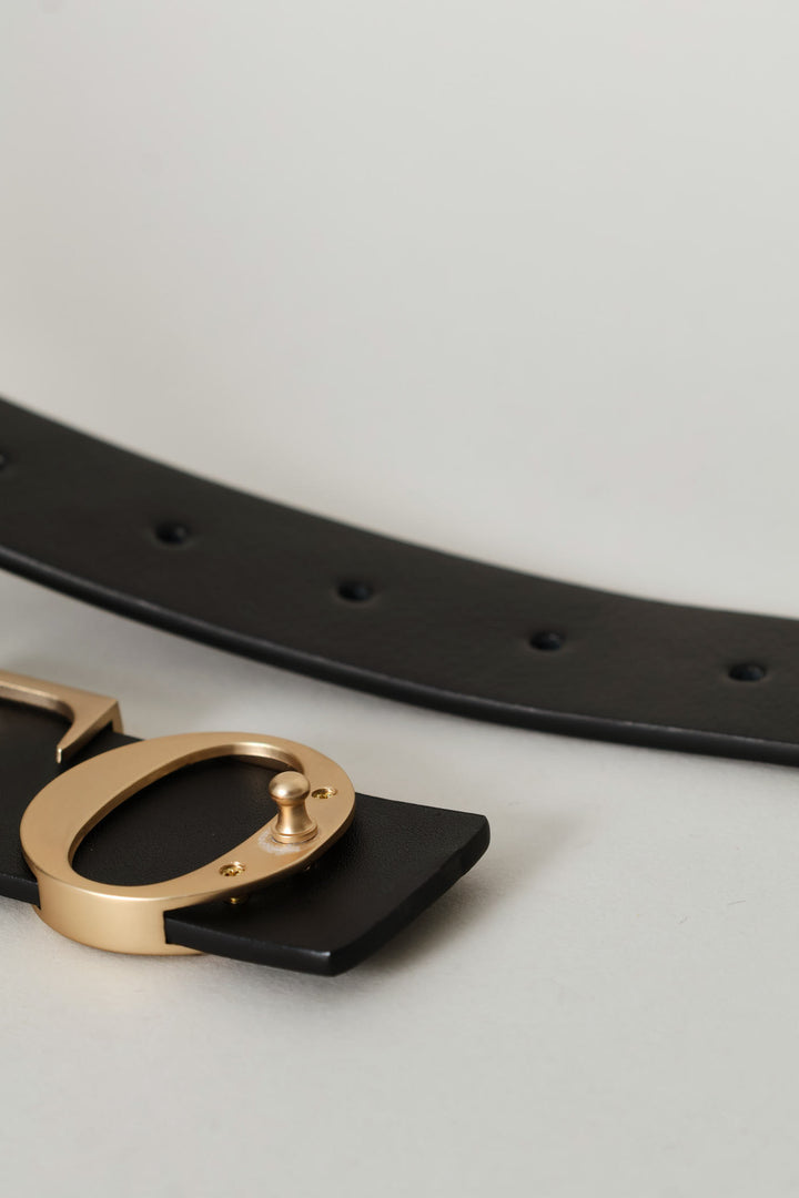 Alex Logo 3.5Cm Leather Belt - Black