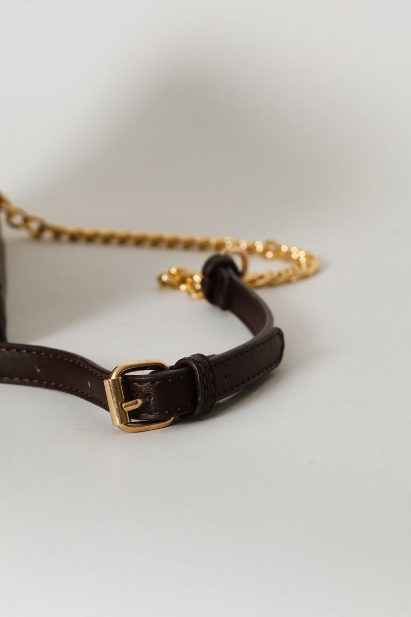 Gold Clasp Satchel Bag - Chocolate