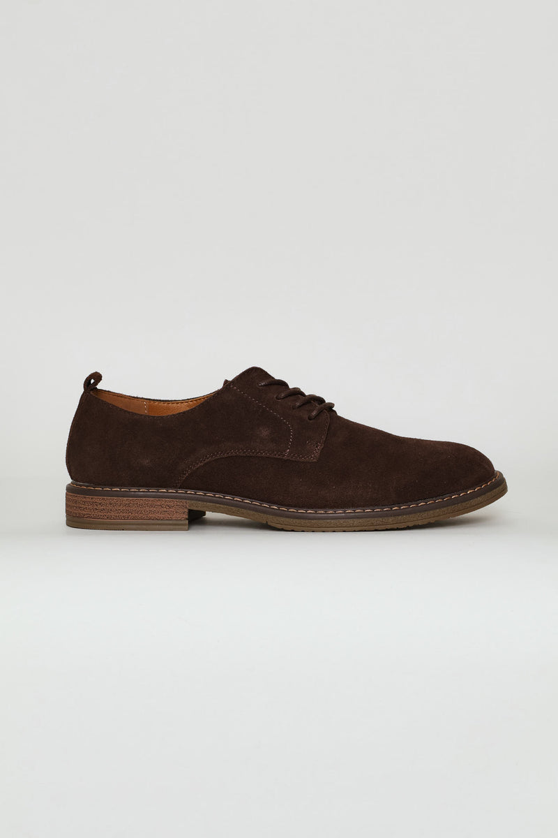 Suede Smart Casual Derby Shoe - Chocolate