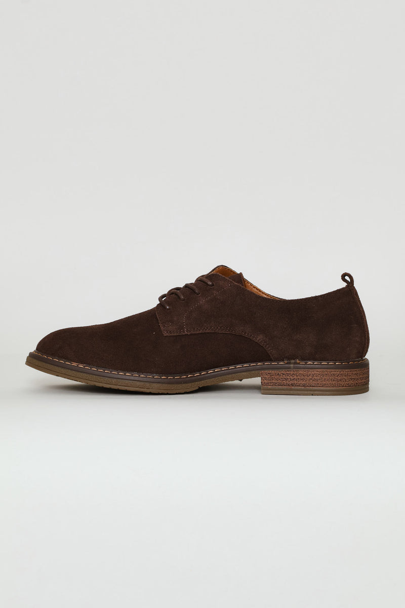 Suede Smart Casual Derby Shoe - Chocolate