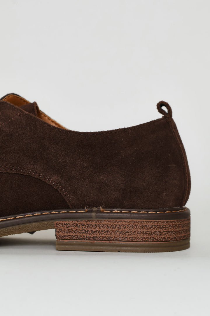 Suede Smart Casual Derby Shoe - Chocolate