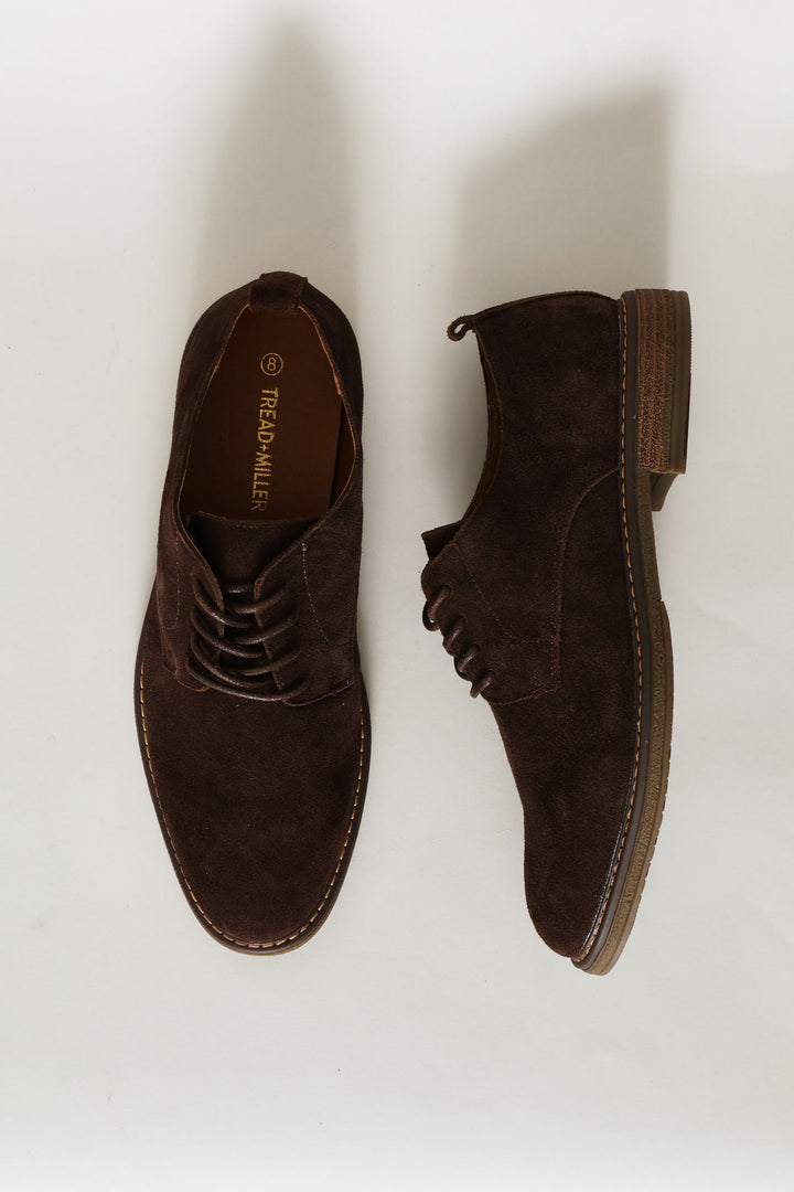 Suede Smart Casual Derby Shoe - Chocolate