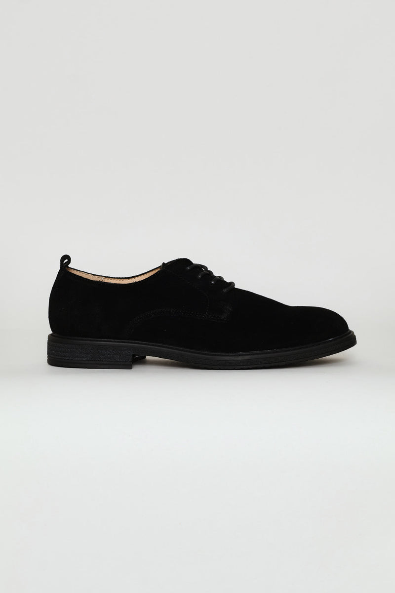 Suede Smart Casual Derby Shoe - Black