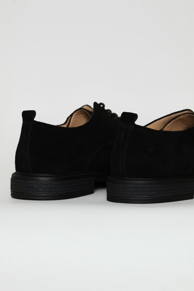 Suede Smart Casual Derby Shoe - Black