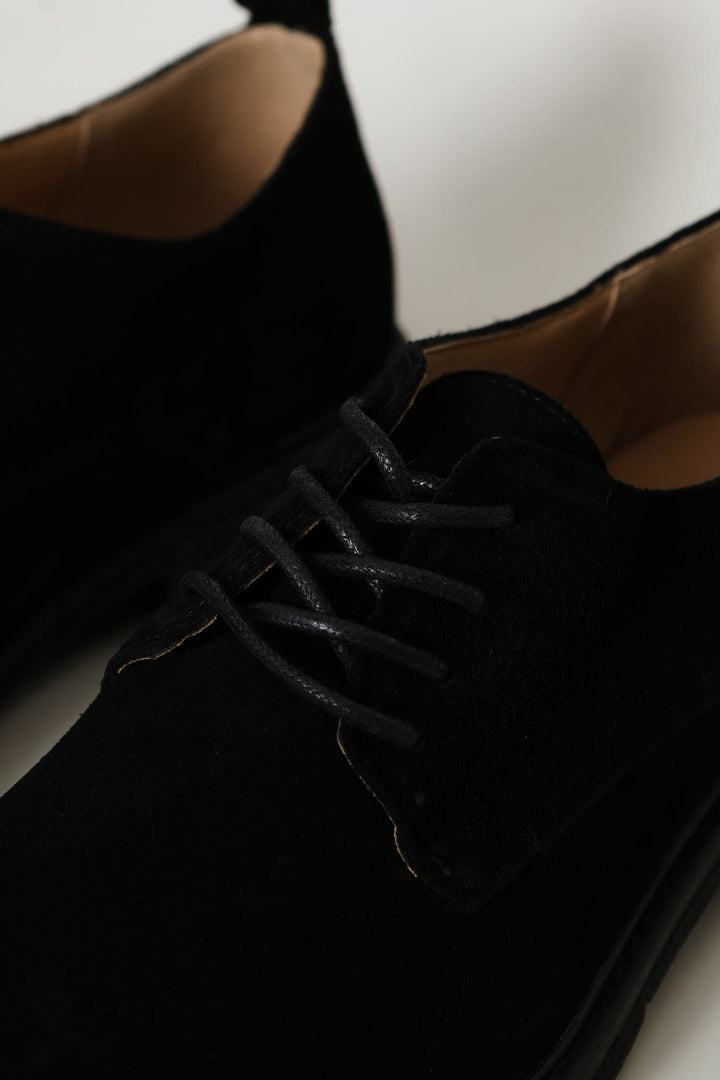 Suede Smart Casual Derby Shoe - Black