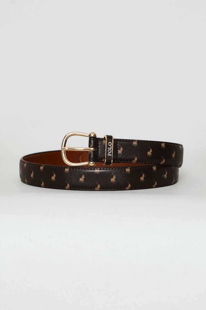 Ava Pony 3cm Leather Belt - Brown